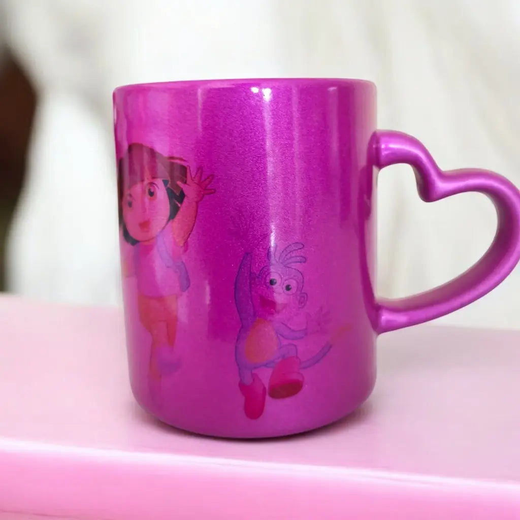 Pink Meatlic Heart Handle Mug