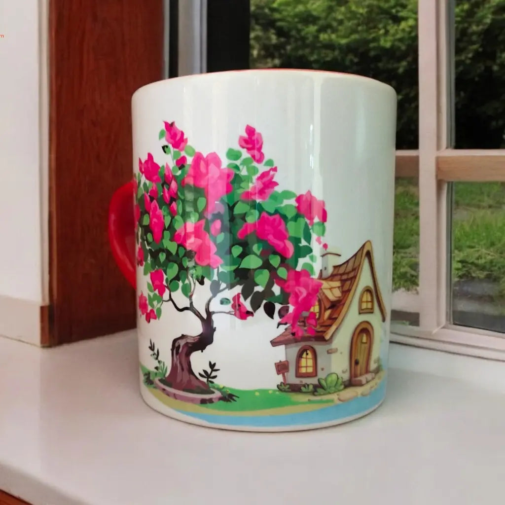 Red Heart Handle Colour Mug