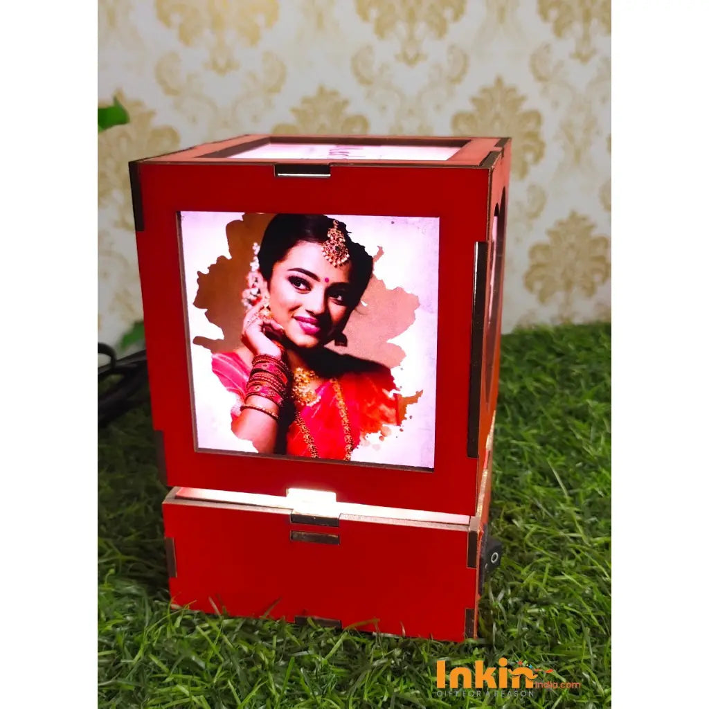 Red Square Heart Shape Photo Light