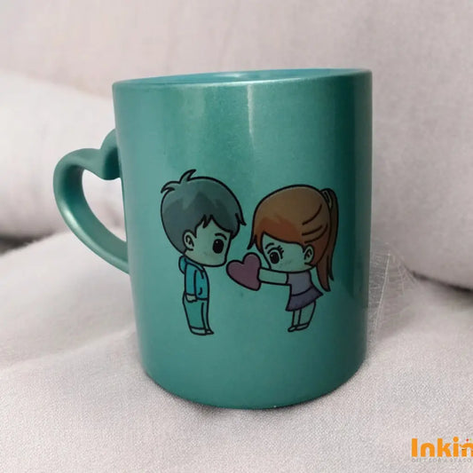 Metallic Heart Handle Mug