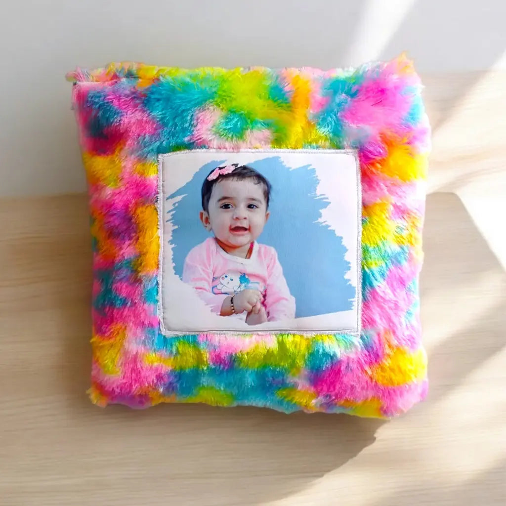 Multi Colour Furr  Square Cushion