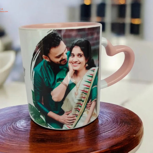 Pink Heart Handle Mug