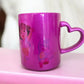 Pink Meatlic Heart  Handle Mug